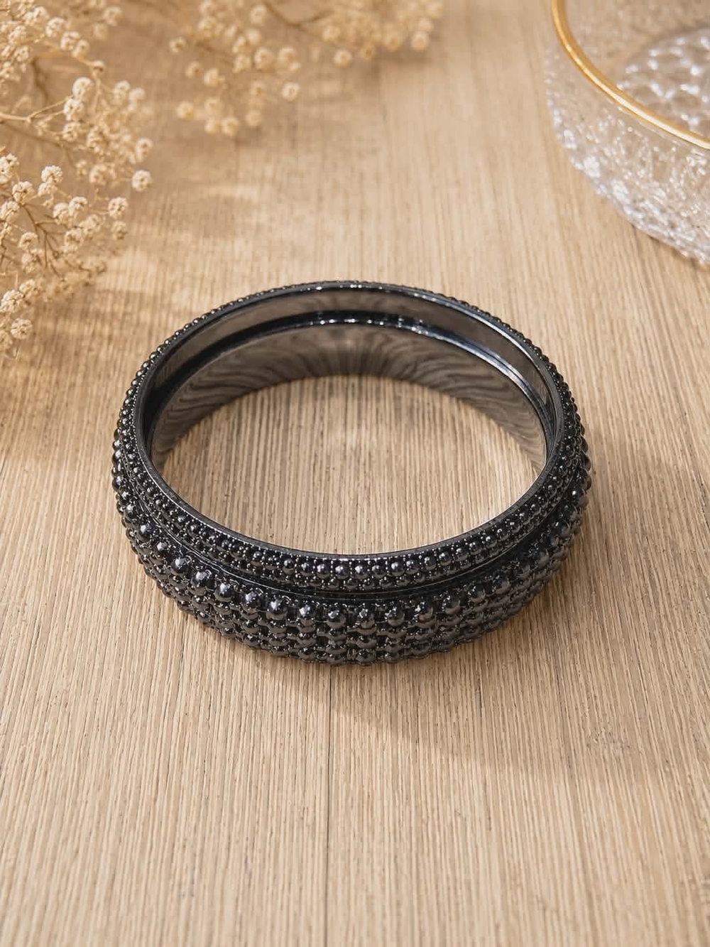 Black Crystal Pavé Bangle Bracelet
